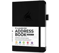 Clever Fox Address Book with Alphabetical Tabs, Phone, Medium Black