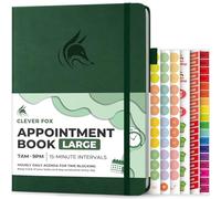 Clever Fox Appointment Book, 15-Minute Daily Planner, Undated Dark Green