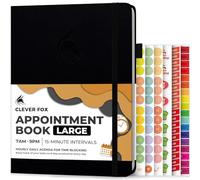 Clever Fox Appointment Book - Hourly Schedule Planner with 15-Minute Increments - Time Box Planner for Daily Work & To-Dos - Weekly & Monthly Spreads, Undated, Hardcover, A4 size, (Black)