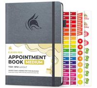 Clever Fox Appointment Book - Hourly Schedule Planner with Time Slots - Time Box Planner for Daily Work & To-Dos - Weekly & Monthly Spreads, Undated, Hardcover, A5 Size (Silver Black)