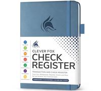 Clever Fox Check Register Book - Deluxe Transaction Register, Accounting Ledger Book, Checkbook Register & Checking Account Register Book for Personal and Work Use, A5 Hardcover - Smoke Blue