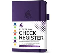 Clever Fox Check Register - Deluxe Checkbook Log with Check & Transaction Registers, Bank Account Register Booklets for Personal and Work Use, A5-Sized Hardcover, Purple