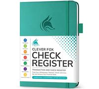 Clever Fox Check Register - Deluxe Checkbook Log with Check & Transaction Registers, Bank Account Register Booklets for Personal and Work Use, A5-Sized Hardcover, Turquoise