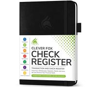 Clever Fox Check Register - Deluxe Checkbook Log with Check & Transaction Registers, Bank Account Register Booklets for Personal and Work Use, A5-Sized Hardcover, Black