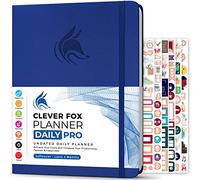 Clever Fox Daily Planner PRO for Men & Women, Large Undated Royal Blue | Lasts 3 months, 21.5 x 28cm, Life & work goals, hourly schedule, to-do list, vision board, monthly calendars, weekly pages