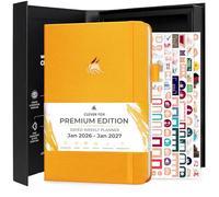 Clever Fox Dated Planner Premium 2026 - Weekly Agenda for Planning & Time Management -Notebook with Habit Tracker & To-do List (Amber Yellow)