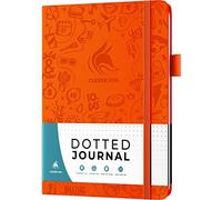 Clever Fox Dotted Journal 2.0 - Compact Planning and Sketching Dot Grid Notebook 120 GSM Thick, No-Bleed Paper - Planner with Pen Loop, Pocket, Ribbons, Stickers - A5 - Orange