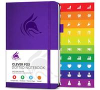 Clever Fox Dotted Notebook - Dot Grid Bullet Numbered Pages Hard Cover Notebook Journal with Thick 120g Paper and Pen Loop, Stickers, 3 Bookmarks, Faux Leather (Deep Purple, A5 (5'' x 8.25''))