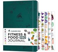 Clever Fox Fitness & Food Journal PRO - Daily Workout & Meal Planner for Women & Men - Exercise & Weight Loss Diary Notebook, 18 x 25.5cm (Dark Teal)
