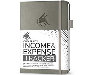 Clever Fox Income & Expense Tracker, Business Ledger 15 x 21cm Grey | Bookkeeping & accounting notebook, Finance record log book, Budget planner & monthly bill organizer, Small business supplies