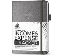 Clever Fox Income & Expense Tracker, Business Ledger 15 x 21cm Silver Black