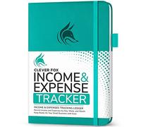 Clever Fox Income & Expense Tracker, Business Ledger 15 x 21cm Turquoise | Bookkeeping & accounting notebook, Finance record log book, Budget planner & monthly bill organizer, Small business supplies