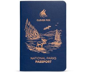 Clever Fox National Parks Passport Book - Illustrated U.S. & Canada National Park Tracker Journal & Stamp Book for Visit Notes, Memories & Photos - Gift for Hikers & Campers, 3.7”x5.6” (Dark Blue)