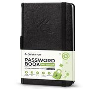 Clever Fox Password Book 2nd Edition Small - Pocket Password Keeper with Laminated Alphabetical Tabs - Internet Address Notebook & Login Details Organizer Journal - 8.9x14.2cm (Black)