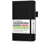 Clever Fox Password Book, Alphabetized Username Notebook, Small Black