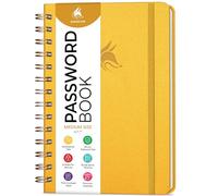 Clever Fox Password Book Keeper Notebook, Spiral-Bound Medium Amber Yellow