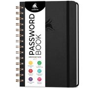 Clever Fox Password Book Keeper Notebook, Spiral-Bound Medium Black