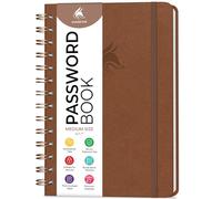 Clever Fox Password Book Keeper Notebook, Spiral-Bound Medium Brown