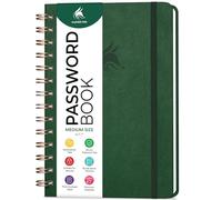 Clever Fox Password Book Keeper Notebook, Spiral-Bound Medium Dark Green