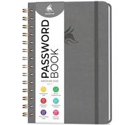 Clever Fox Password Book Keeper Notebook, Spiral-Bound Medium Grey