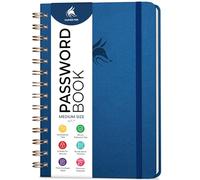 Clever Fox Password Book Keeper Notebook, Spiral-Bound Medium Mystic Blue