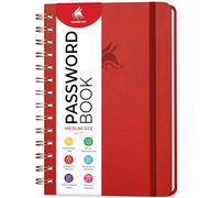 Clever Fox Password Book Keeper Notebook, Spiral-Bound Medium Red
