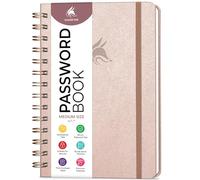 Clever Fox Password Book Keeper Notebook, Spiral-Bound Medium Rose Gold