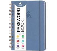 Clever Fox Password Book Keeper Notebook, Spiral-Bound Medium Smoke Blue