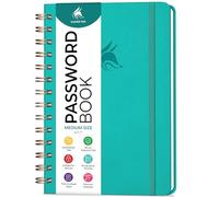 Clever Fox Password Book Keeper Notebook, Spiral-Bound Medium Turquoise