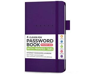 Clever Fox Password Book Pocket - Small Internet Address & Password Journal Organizer - Computer & Website Log-In Keeper Notebook (Purple)