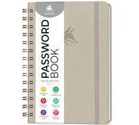 Clever Fox Password Book Spiral - Internet Address Log Book with Alphabetical Tabs, Password Keeper & Organizer - Medium 15.5x19.6cm (Foggy Alps)