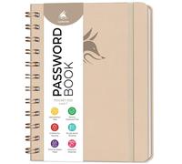 Clever Fox Password Book Spiral - Mini Internet Address Log with Alphabetical Tabs, Small Password Keeper & Organizer - Pocket 12x14cm (Seashell)