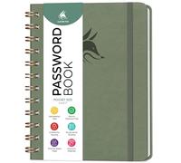 Clever Fox Password Book Spiral - Mini Internet Address Log with Alphabetical Tabs, Small Password Keeper & Organizer - Pocket 12x14cm (Cypress)
