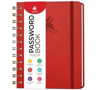 Clever Fox Password Book Spiral - Mini Internet Address Log with Alphabetical Tabs, Small Password Keeper & Organizer - Pocket 12x14cm (Red)