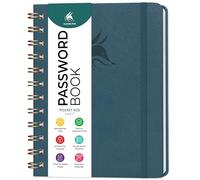 Clever Fox Password Book Spiral - Mini Internet Address & Password Organizer with Laminated Alphabetical Tabs - Small Password Keeper Journal - Hardcover, Pocket Size, 12x14.5cm (Deep Sea)