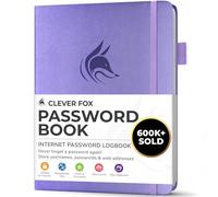 Clever Fox Password Book with Alphabetical Tabs, 10.5x14 Keeper Lavender