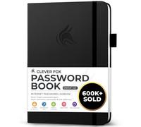 Clever Fox Password Book with Alphabetical Tabs, 13.5x19 Keeper Black