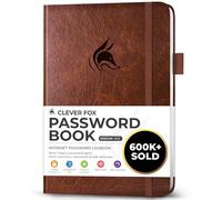 Clever Fox Password Book with Alphabetical Tabs, 13.5x19 Keeper Brown