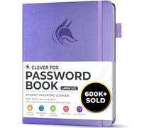 Clever Fox Password Book with Alphabetical Tabs, 18x25 Keeper Lavender