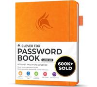 Clever Fox Password Book with alphabetical tabs. Internet Address Organizer Logbook. Large Password Keeper for Website Logins (Yellow)