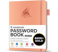 Clever Fox Password Book with alphabetical tabs. Internet Address Organizer Logbook. Large Password Keeper for Website Logins (Peach Pink)