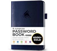 Clever Fox Password Book with alphabetical tabs. Internet Address Organizer Logbook. Medium Password Keeper for Website Logins (Dark Blue)