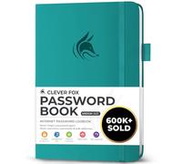 Clever Fox Password Book with alphabetical tabs. Internet Address Organizer Logbook. Medium Password Keeper for Website Logins (Turquoise)