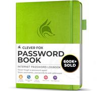 Clever Fox Password Book with alphabetical tabs. Internet Address Organizer Logbook. Small Pocket Password Keeper for Website Logins (Green)