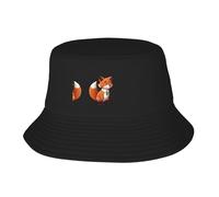 Clever Fox Patterned Sunshade Fisherman hat - Foldable and Easy to Store, a Great Tool for Fishing, Hiking, Camping and Beach Vacation! Black