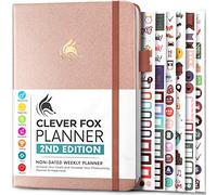 Clever Fox Planner 2.0, A5 Undated Weekly & Monthly Notebook, Rose Gold