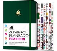 Clever Fox Planner 2 Edición en Español - Colorida Agenda de Objetivos Semanales y Mensuales, Organizadora de Tiempo, Sin Fecha A5 (Verde Bosque)