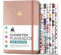 Clever Fox Planner 2 Edición en Español - Colorida Agenda de Objetivos Semanales y Mensuales, Organizadora de Tiempo, Sin Fecha A5 (Oro rosa)