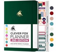 Clever Fox Planner 2nd Edition Dated Jan 2026-Jan 2027 - Colorful Weekly & Monthly Goal Setting Planner, Habit Trackers, Time Management and Productivity Organizer, Gratitude Journal, A5, Forest Green