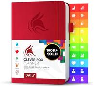 Clever Fox Planner Daily - Best Agenda & Daily Calendar to Boost Productivity & Hit Your Goals - Gratitude Journal Personal Daily Organizer - 14.5x21cm, Lasts 6 Months, Undated, Red